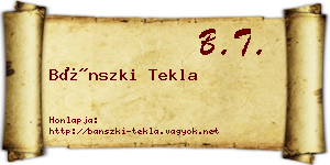 Bánszki Tekla névjegykártya